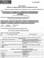 Лист записи Единого государственного реестра юридических лиц (стр. 1)