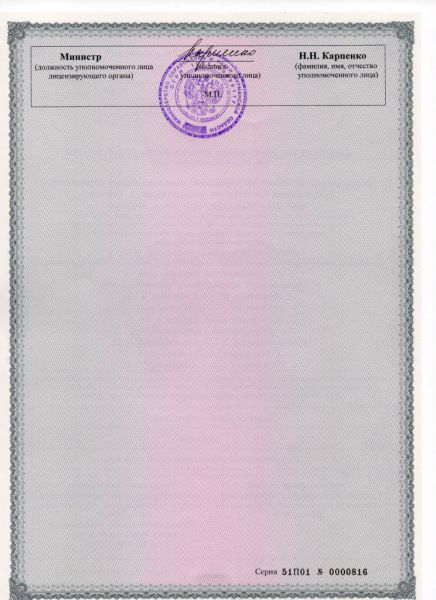 Приложение к лицензии